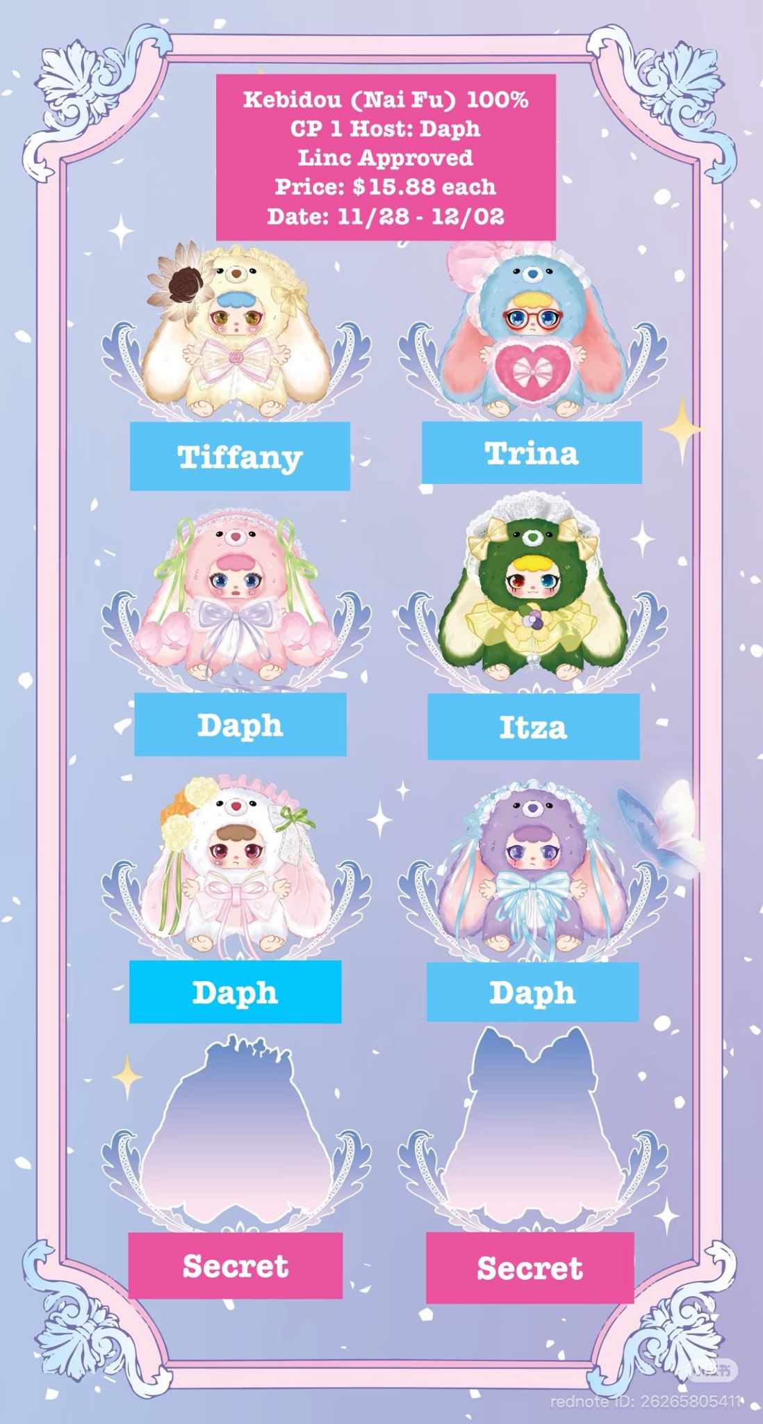 Kebidou Nai Fu Lilttle Rabit 100% Plush Series toy surprise box Dolls