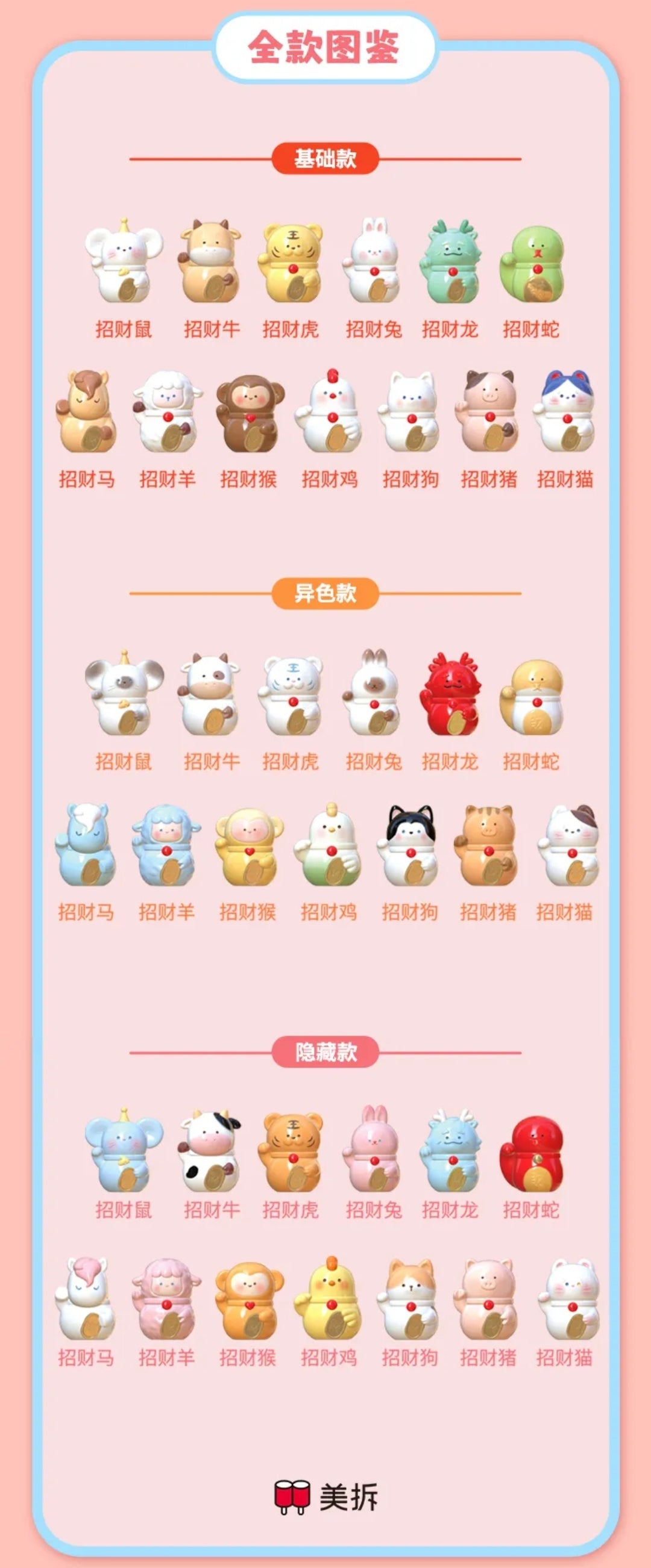 Meichai Chinese Zodiac Wealth-Attracting Minibean Series toy surprise box Dolls