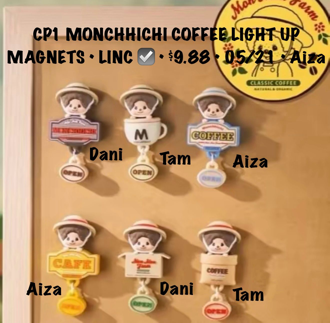 Monchichi Coffee Farm Fridge Magnets Series Claim Party