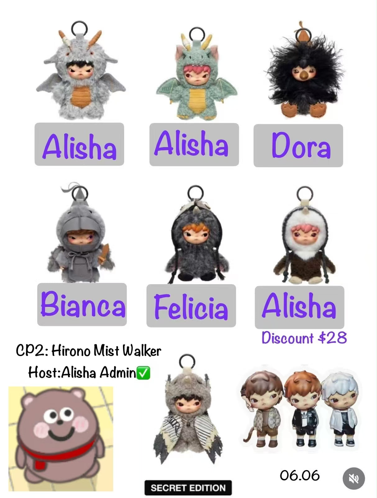 【preorder Confirmed Price Update Time: June 13】POP MART Hirono Mist Walker Plush Series toy surprise box Dolls