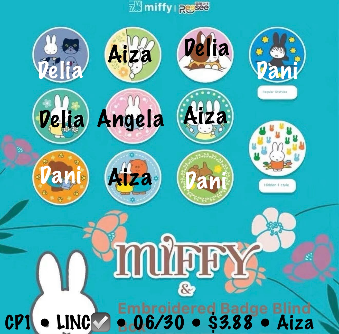 Miffy Embroidered Badger Series Claim Party