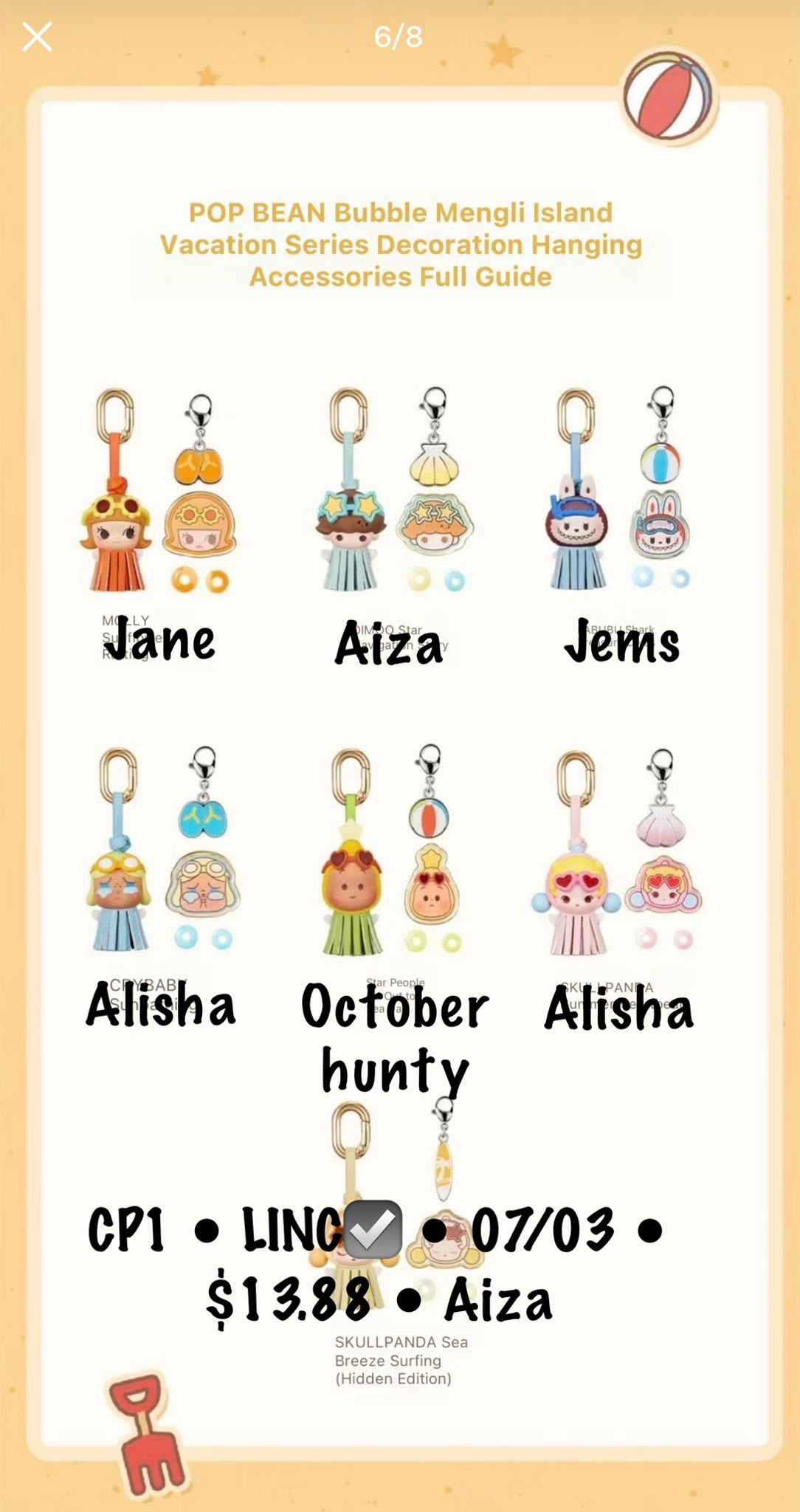 Pop Mart Vacation Series Decoration Hanging Accessories Claim Party