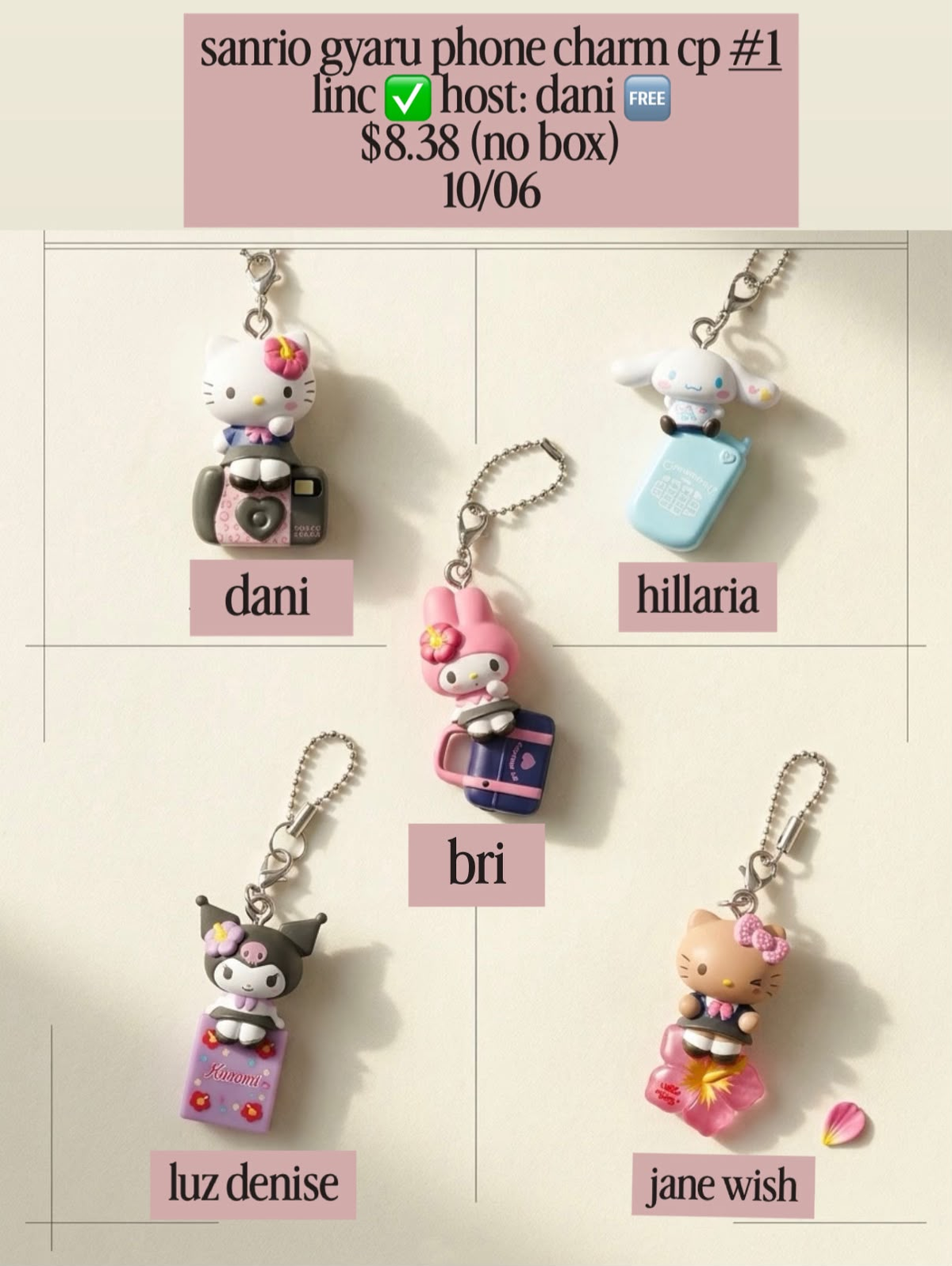 sanrio gyaru phone charm series claim party