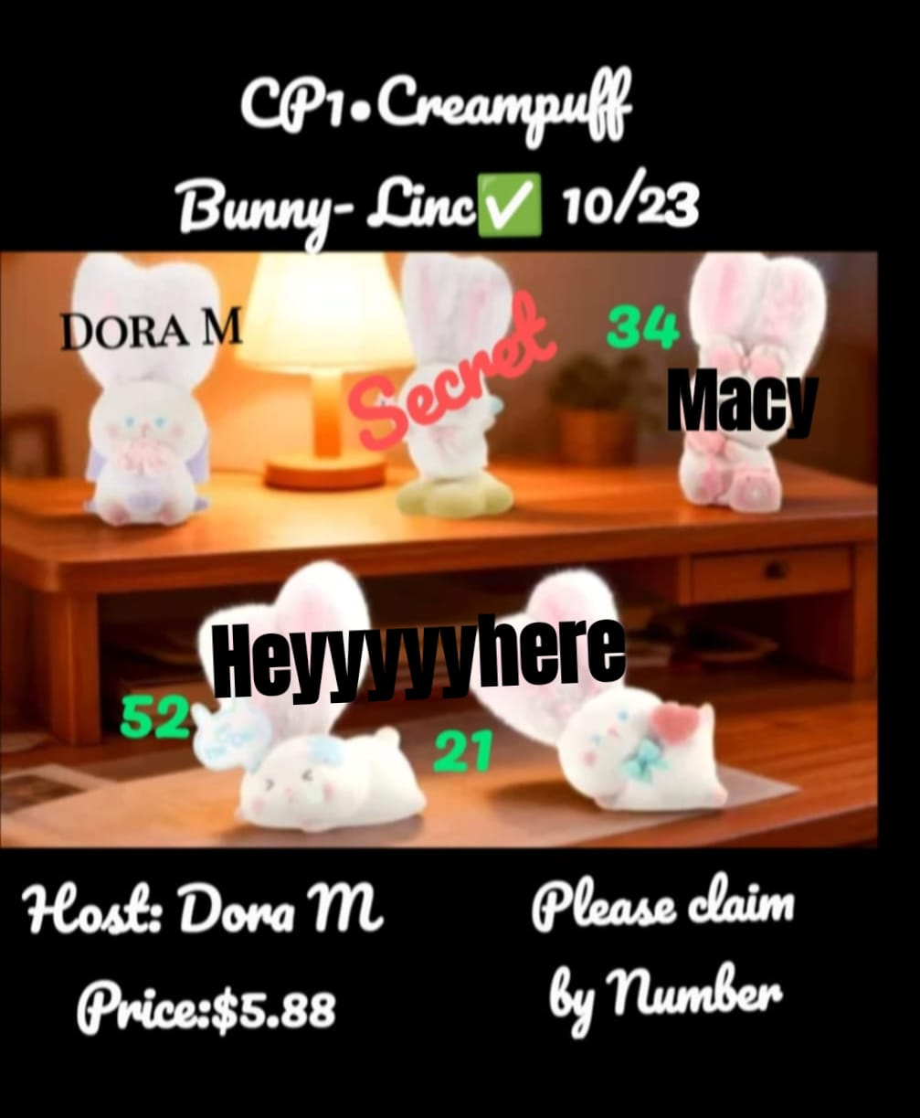 Cream Puff Bunny series claim party