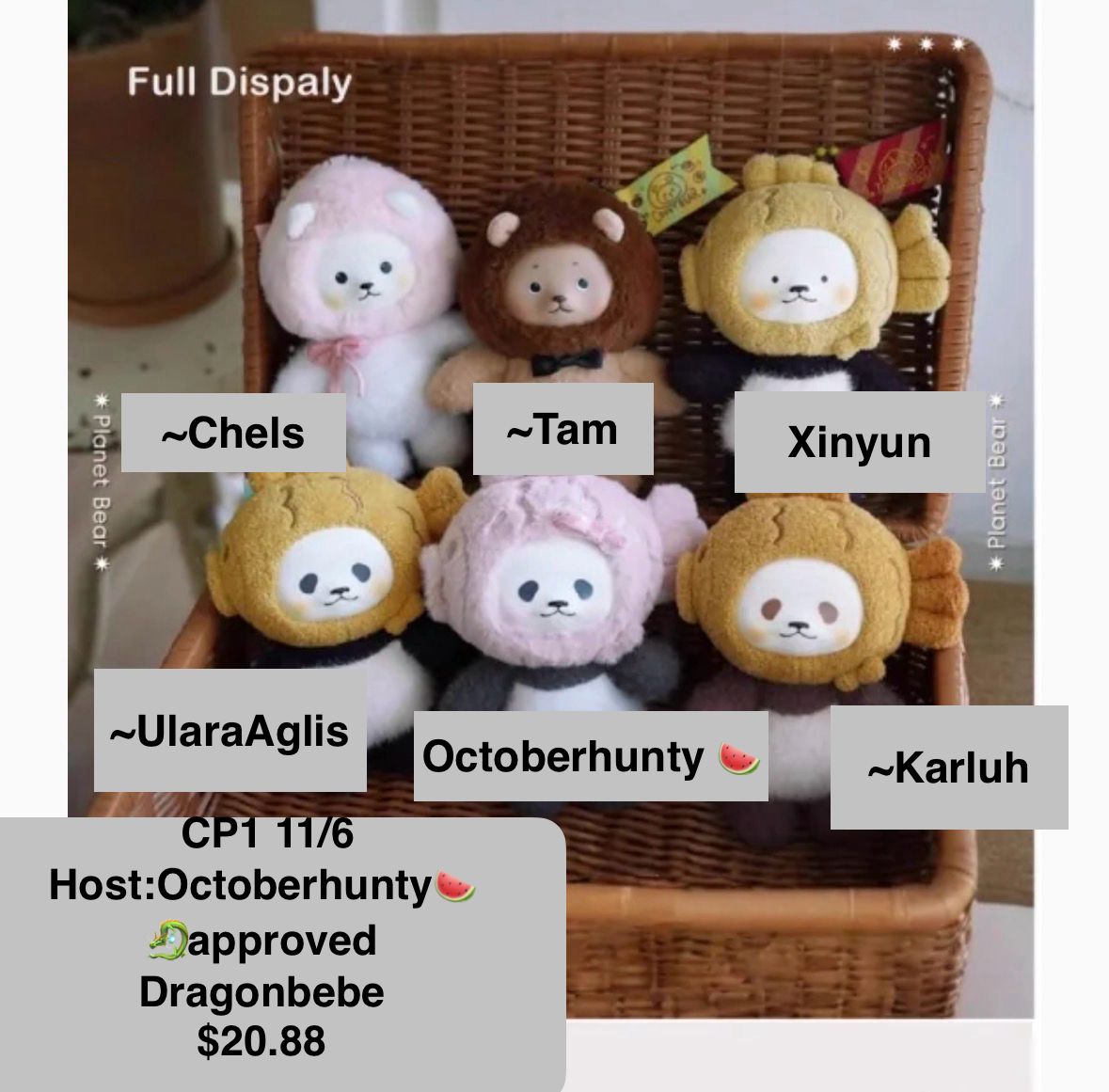 Planet Bear Panpan with You Plush Series Claim Party