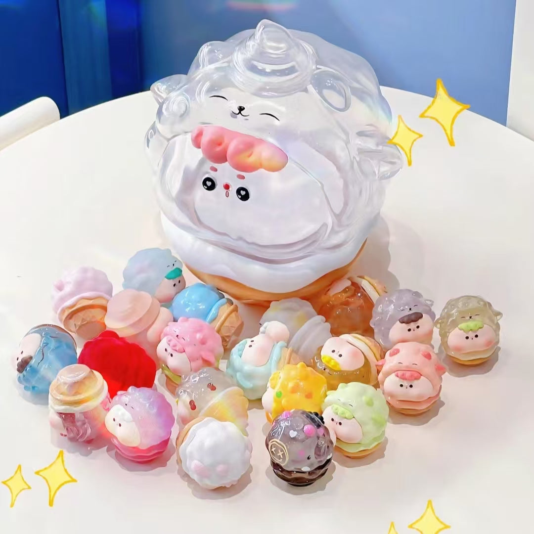 【3 pcs】Dudu Animal Ice Cream Series Series toy surprise box Dolls