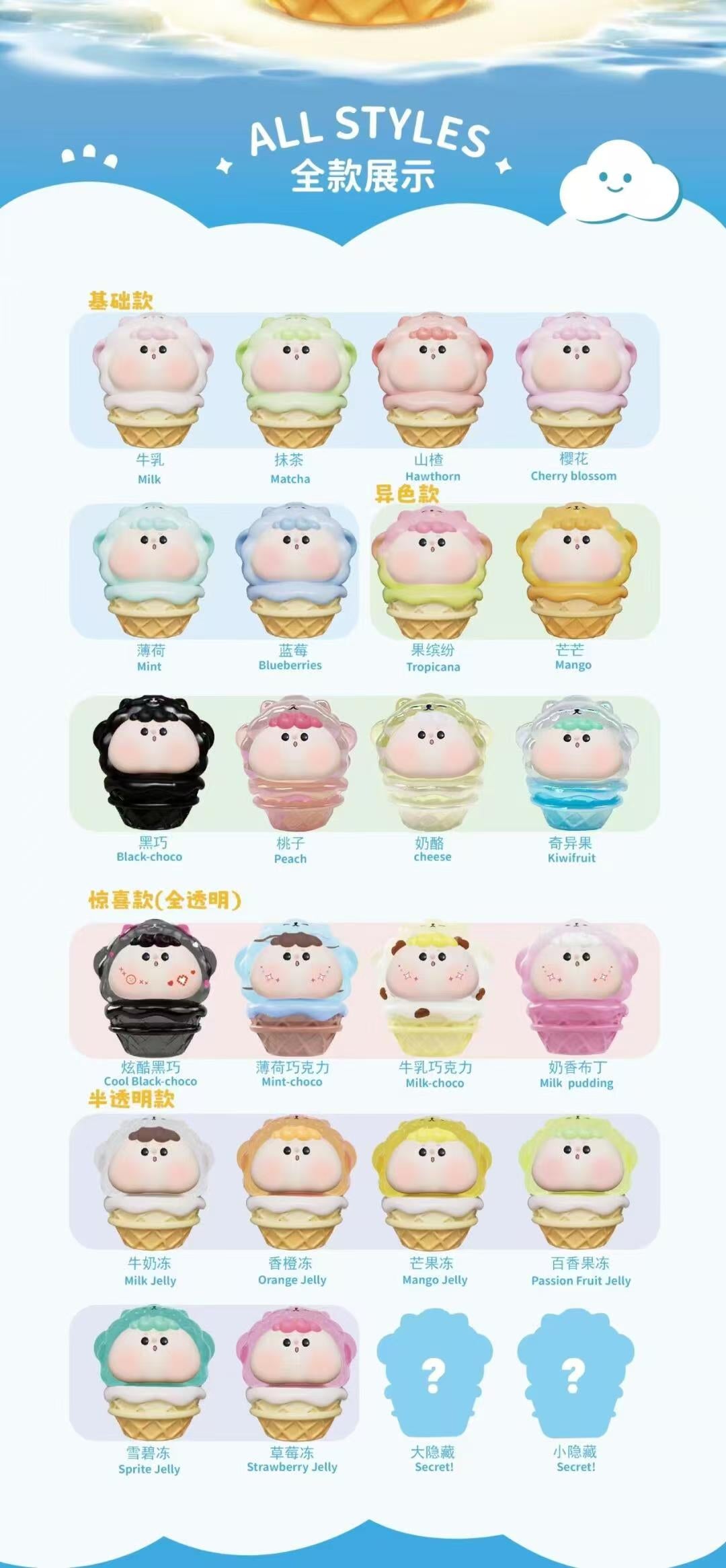 【3 pcs】Dudu Animal Ice Cream Series Series toy surprise box Dolls