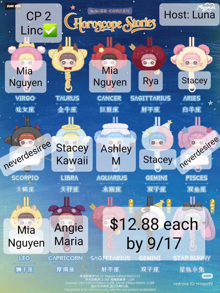 Maymei Horoscope Stories Plush Series toy surprise box Dolls