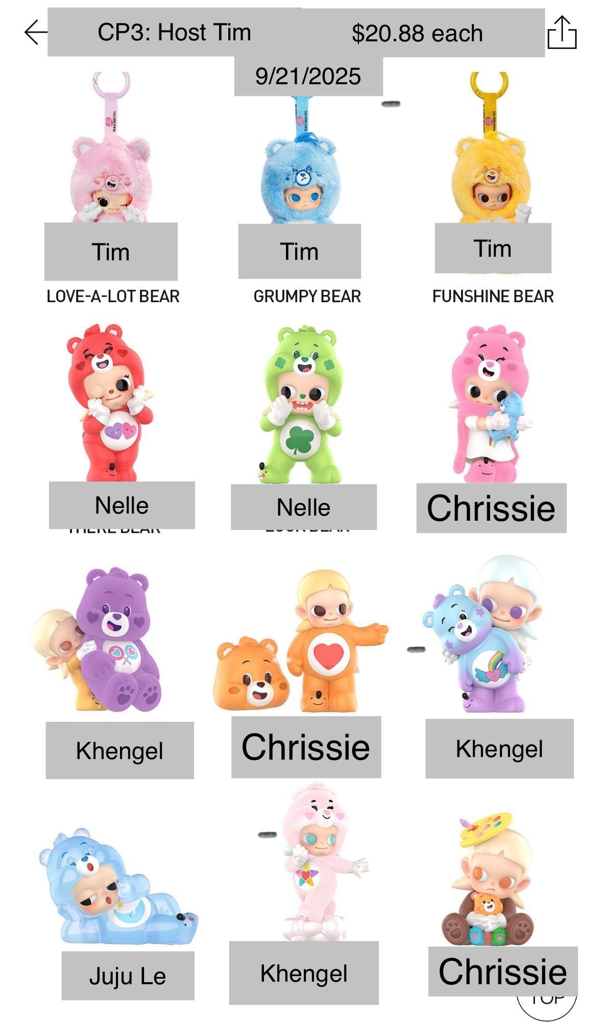 【preorder】POP MART Zsiga x Care bears Series toy surprise box Dolls