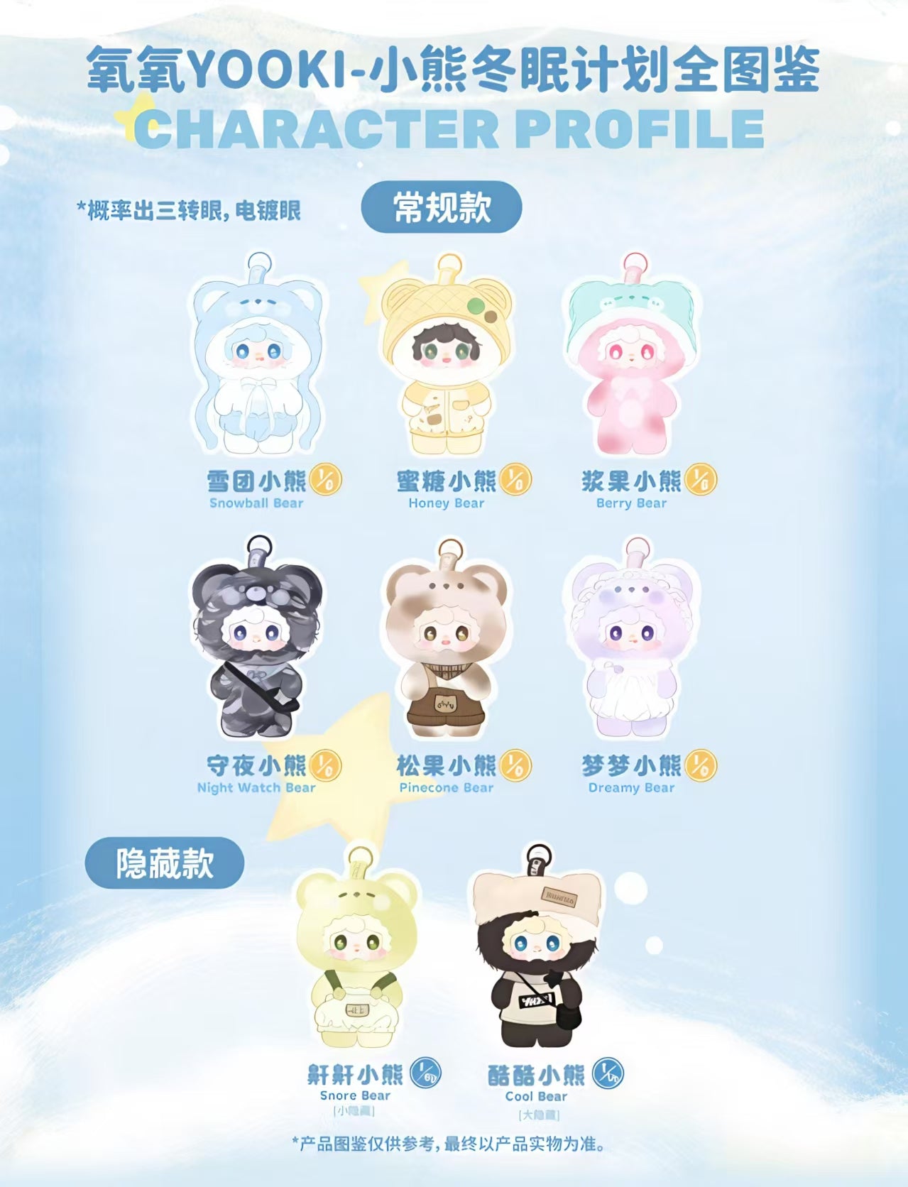 Yooki Little Bear Hibernation Plan Plush Series toy surprise box Dolls