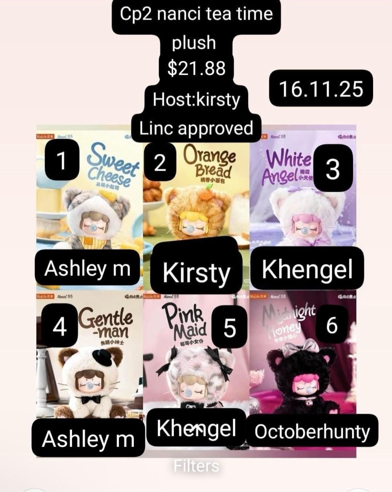 Nanci Meow Meow Afternoon Tea Plush Series Claim Party