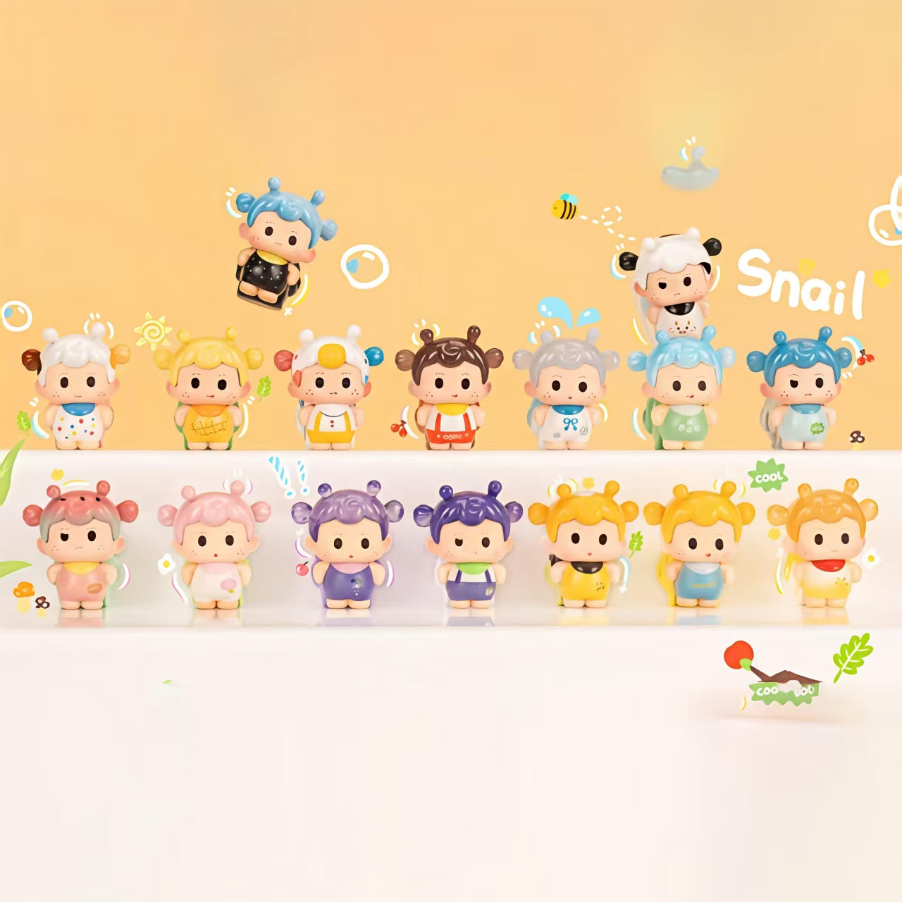 【4 pcs】Soda - Grumpy Snail Snailie Minibean Series toy surprise box Dolls