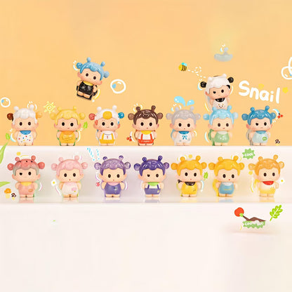 【4 pcs】Soda - Grumpy Snail Snailie Minibean Series toy surprise box Dolls