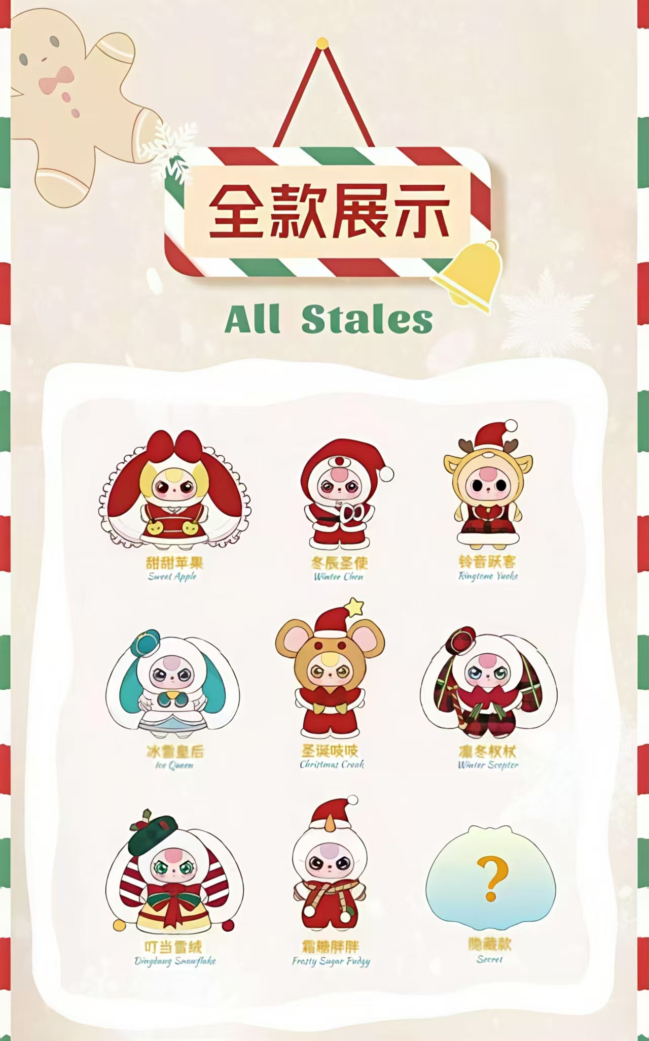 Baby Three Merry Christmas 400% v2 Plush Series toy surprise box Dolls