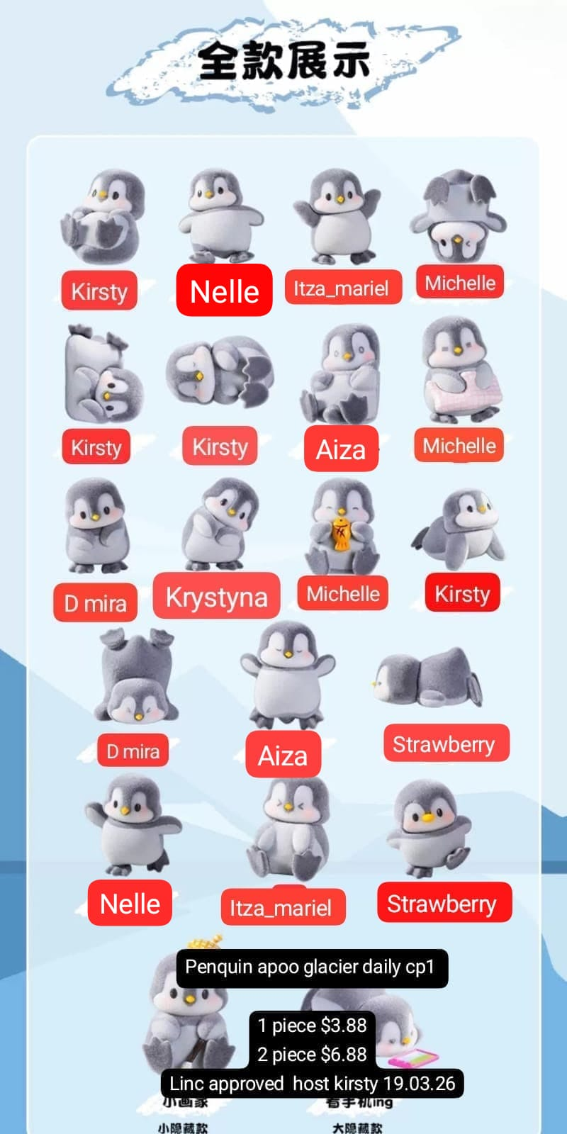 Penguin Apoo Glacier Daily Minibean Series toy surprise box Dolls