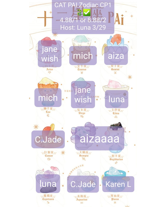 Cat Pal Zodiac Series Claim Party
