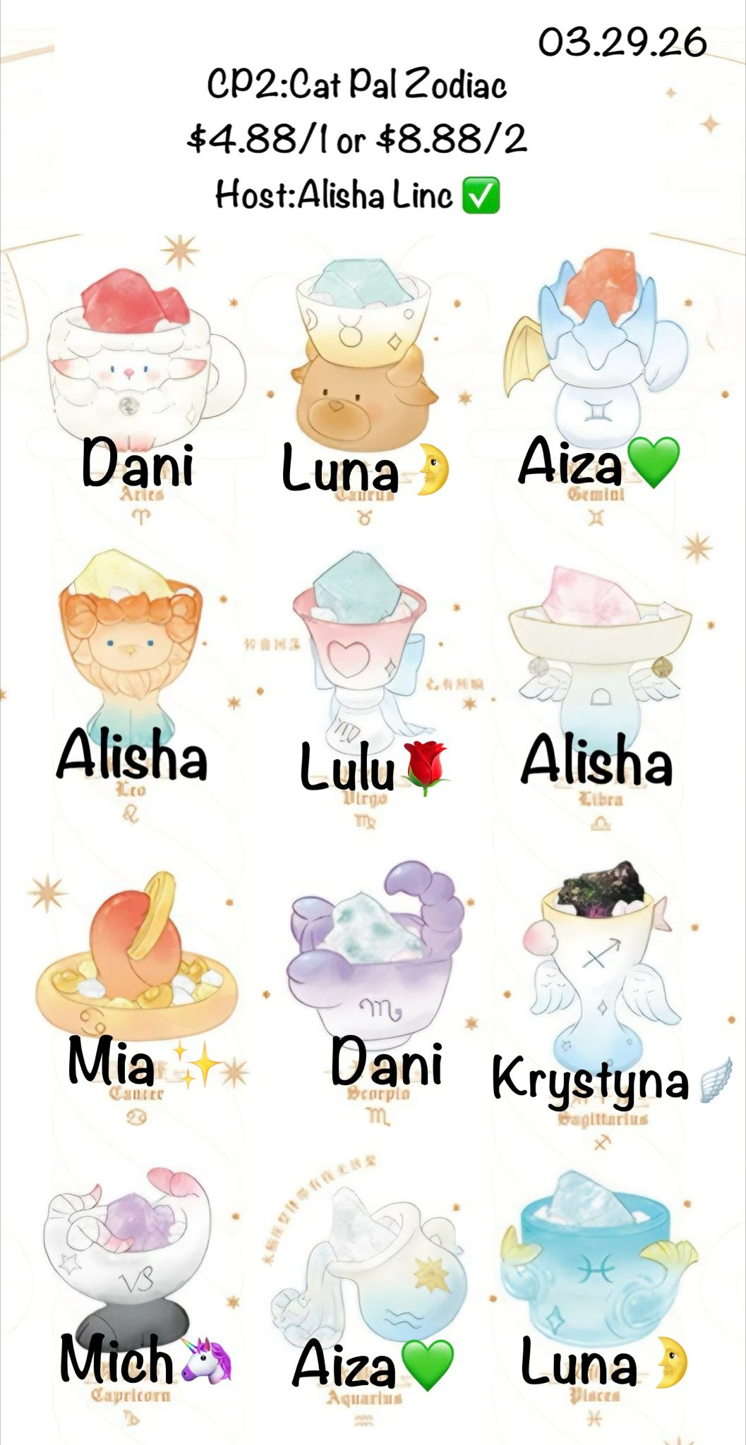 Cat Pal Zodiac Series Claim Party