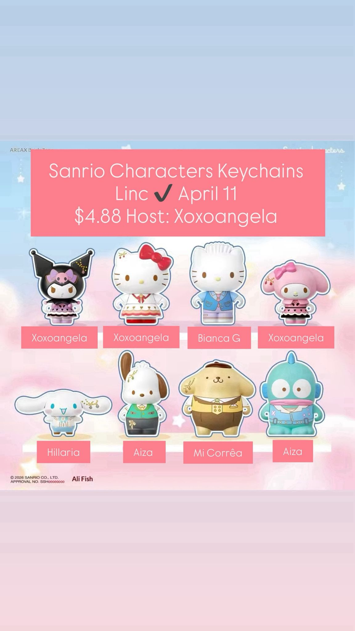 Sanrio Characters Keychains Series Claim Party