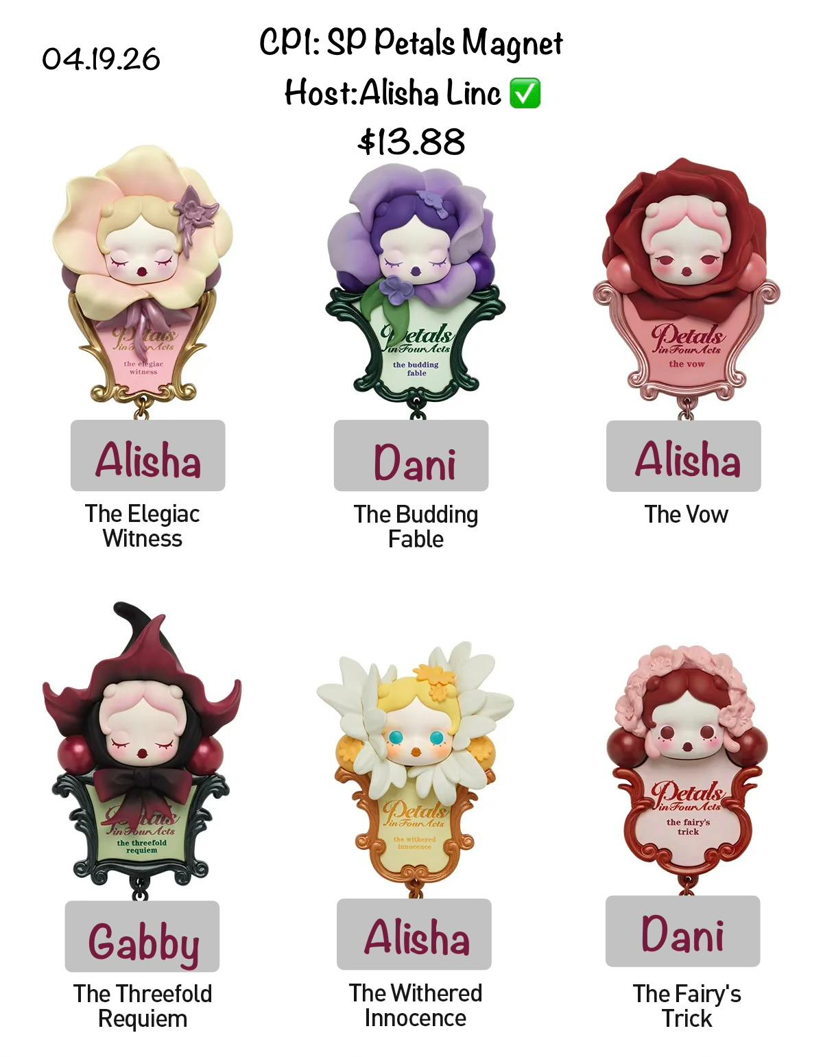 【preorder】POP MART SKULLPANDA Petals in Four Acts Fridge Magnet Series toy surprise box Dolls