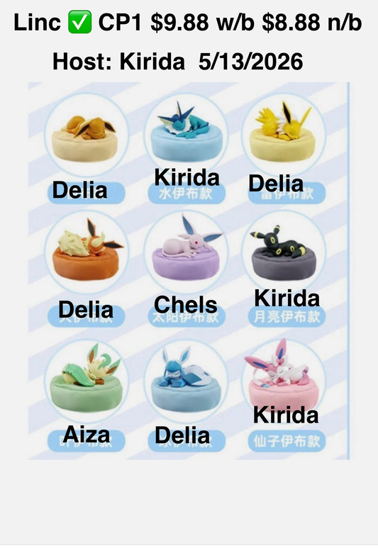 Pokémon Eevee Sleeping Poses Series Claim party