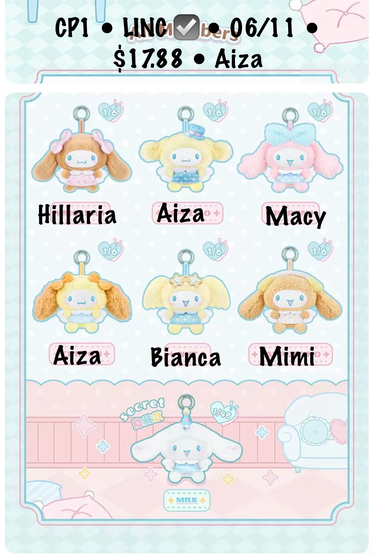 Cinnamoroll Sweet Friends Keychain Series Claim Party