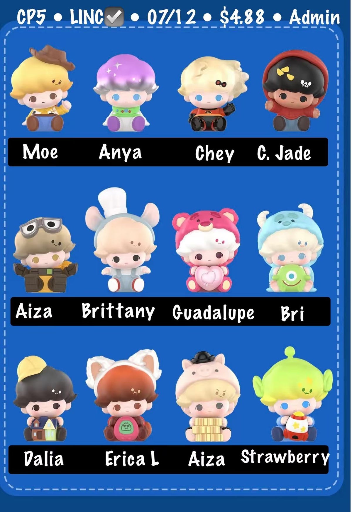 【preorder】POP MART Dimoo World x Pixar Minibean Series toy surprise box Dolls