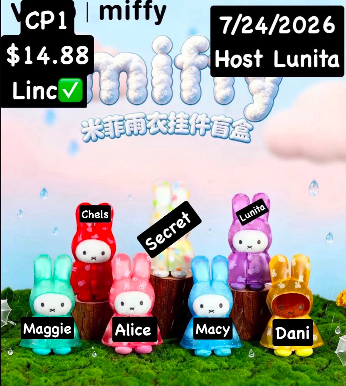 Miffy Raincoat Plush Keychain Series Claim party