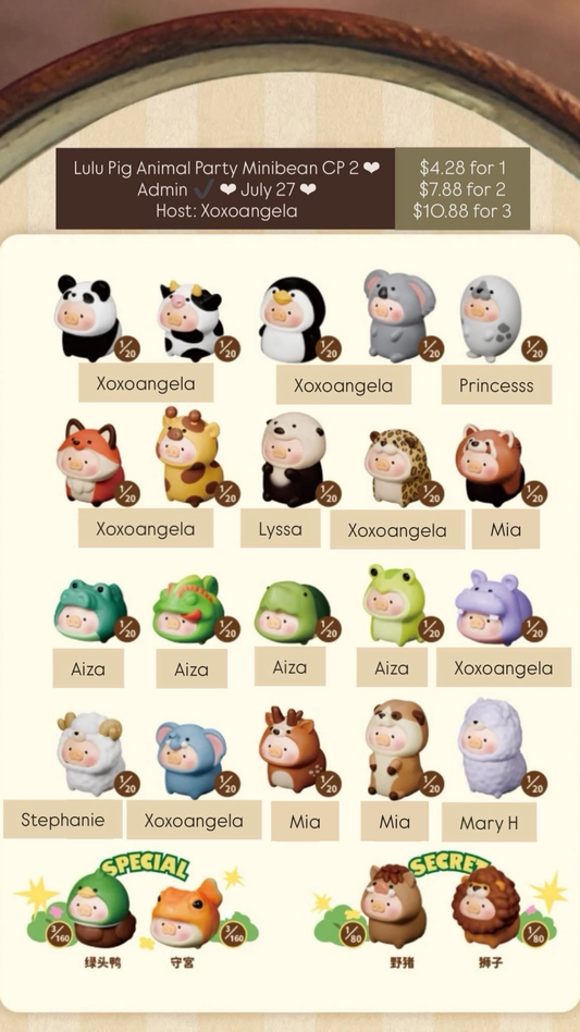 【Preorder Mid-August】Lulu Pig Animal Party Minibean Series Claim Party