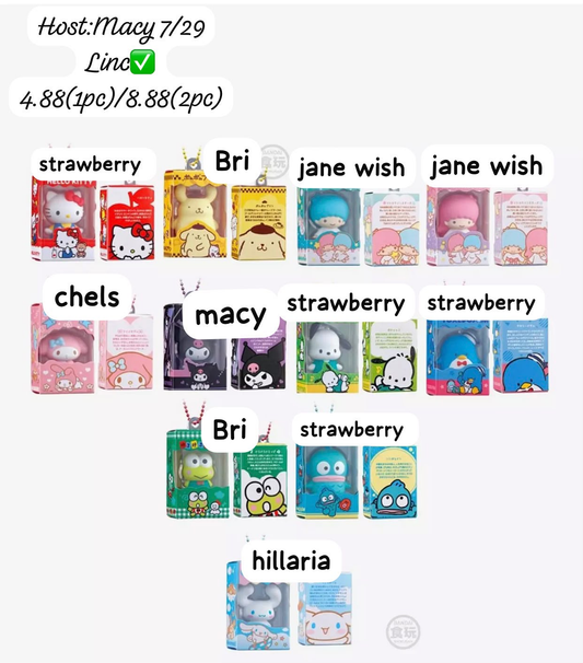 Sanrio Mili Keychain Transparent Display Case Series Claim Party