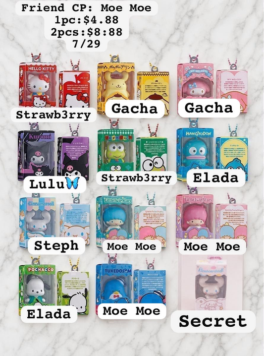 Sanrio Mili Keychain Transparent Display Case Series Claim Party