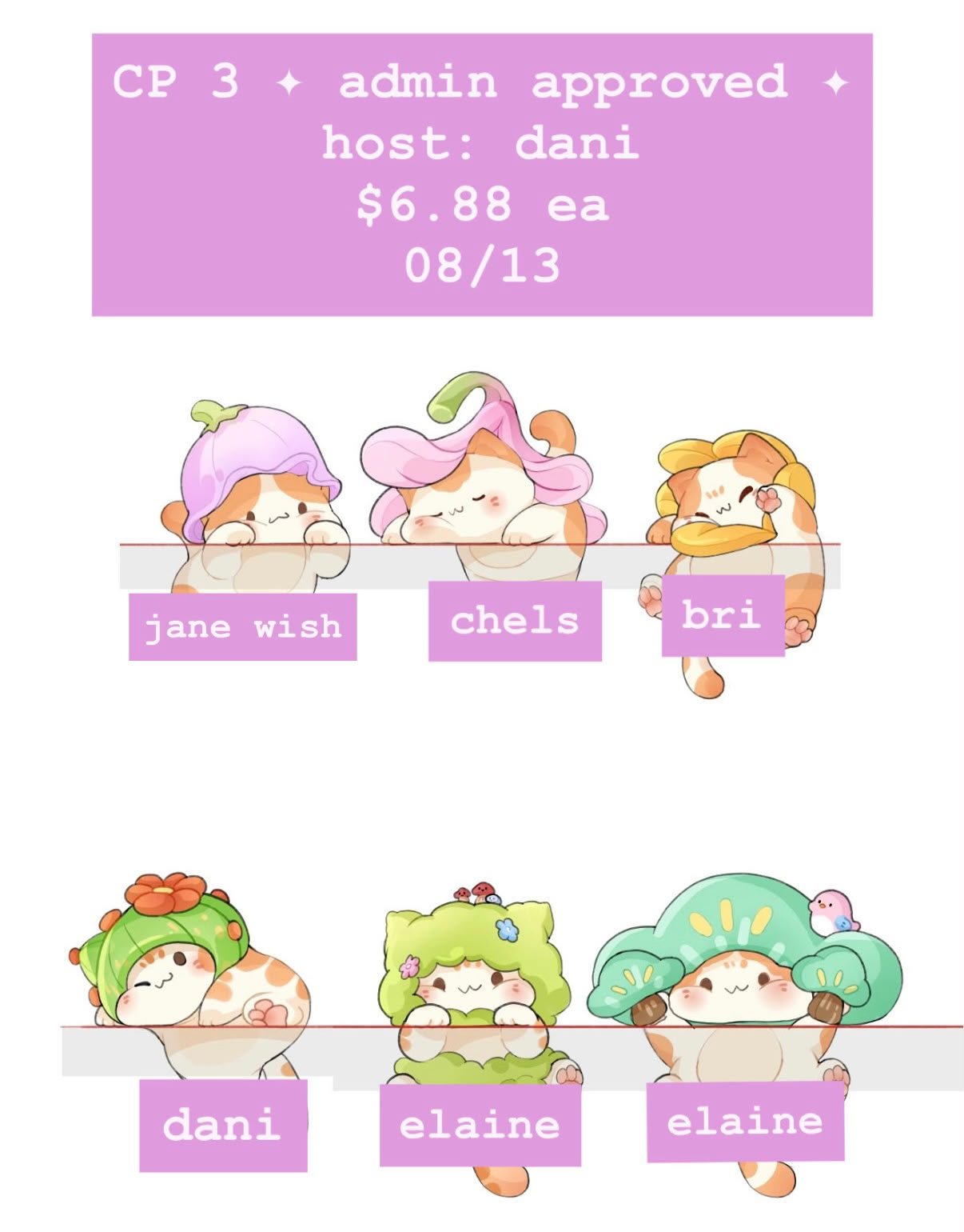 Hanamaki Meow Meow Car Dashboard Ornament Series Claim Party