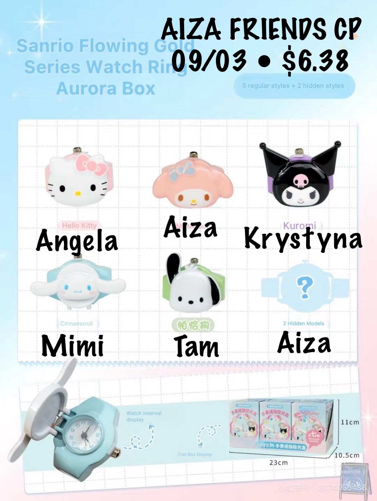 Sanrio Flowing Gold Series Watch Ring series claim party