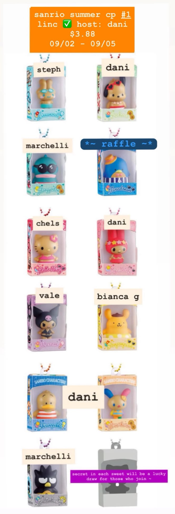 sanrio summer series claim party
