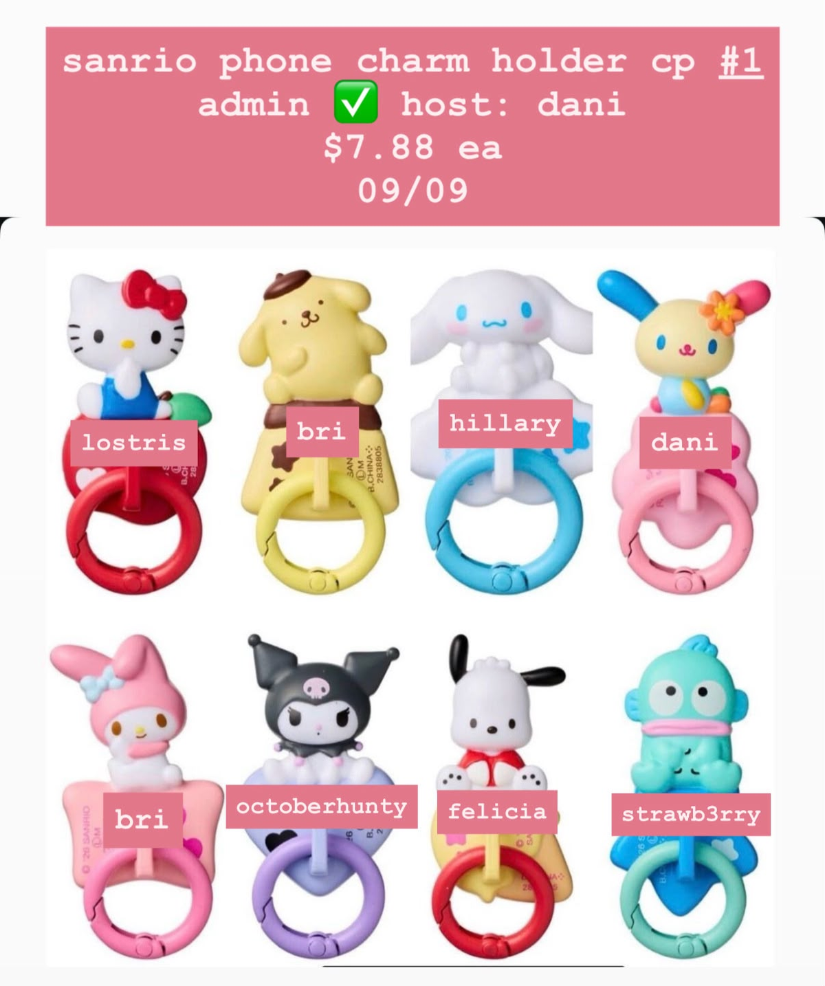 sanrio phone charm holder Series Claim Party