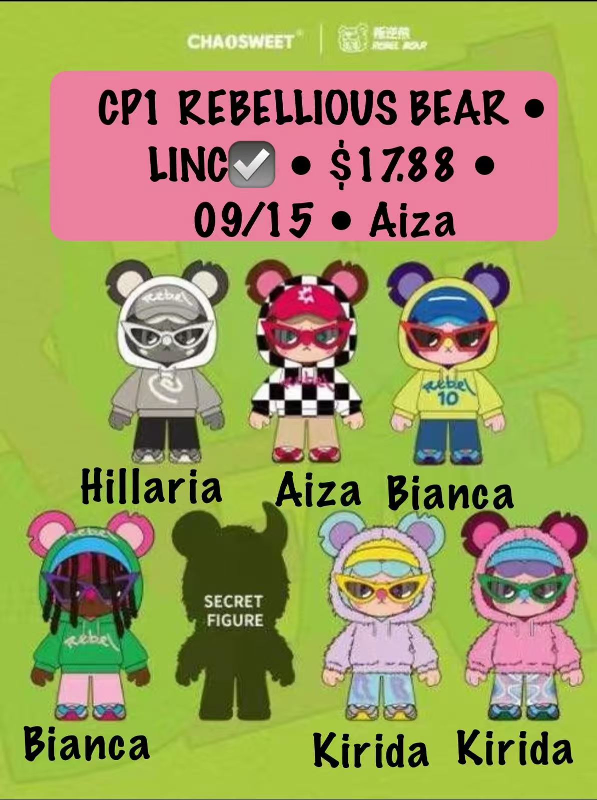 【preorder 9/26】Rebel Bear Frenzy Block Plush Series toy surprise box Dolls
