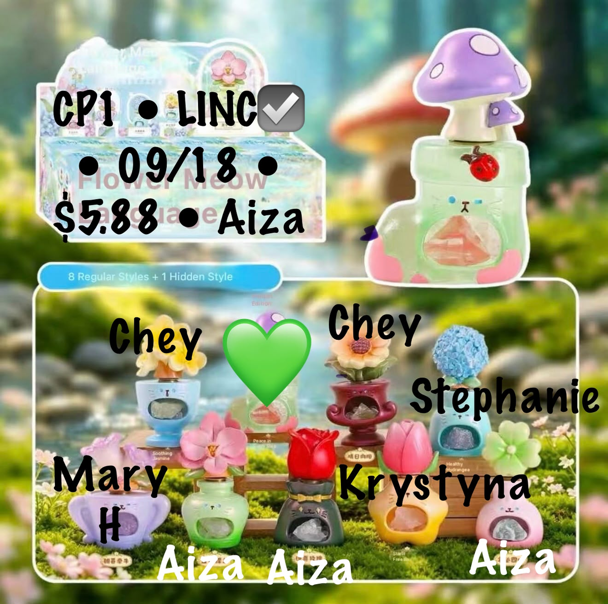 "Meow Whispers Among the Flowers" Wishing Spinner Series Claim Party
