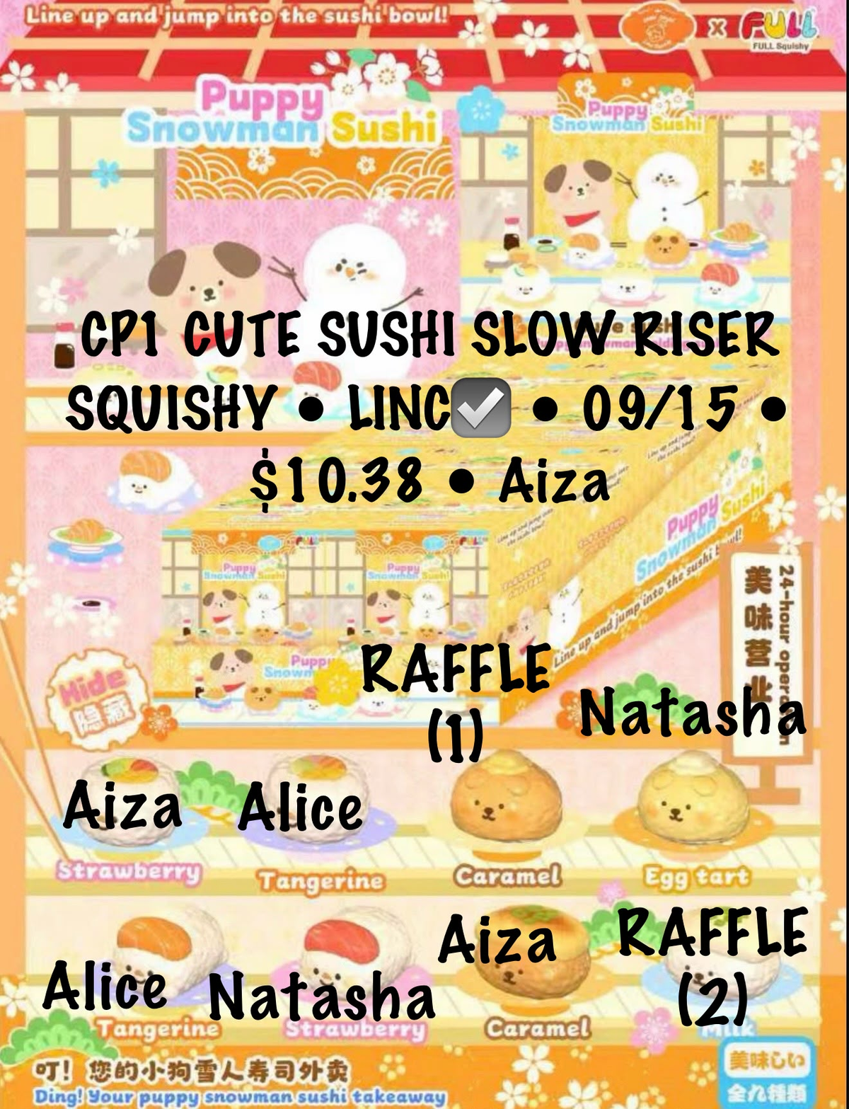 Lisa's Snowman Pug Sushi Series Claim party