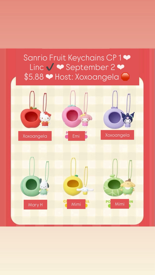 Sanrio Fruit Keychain Series Claim Party
