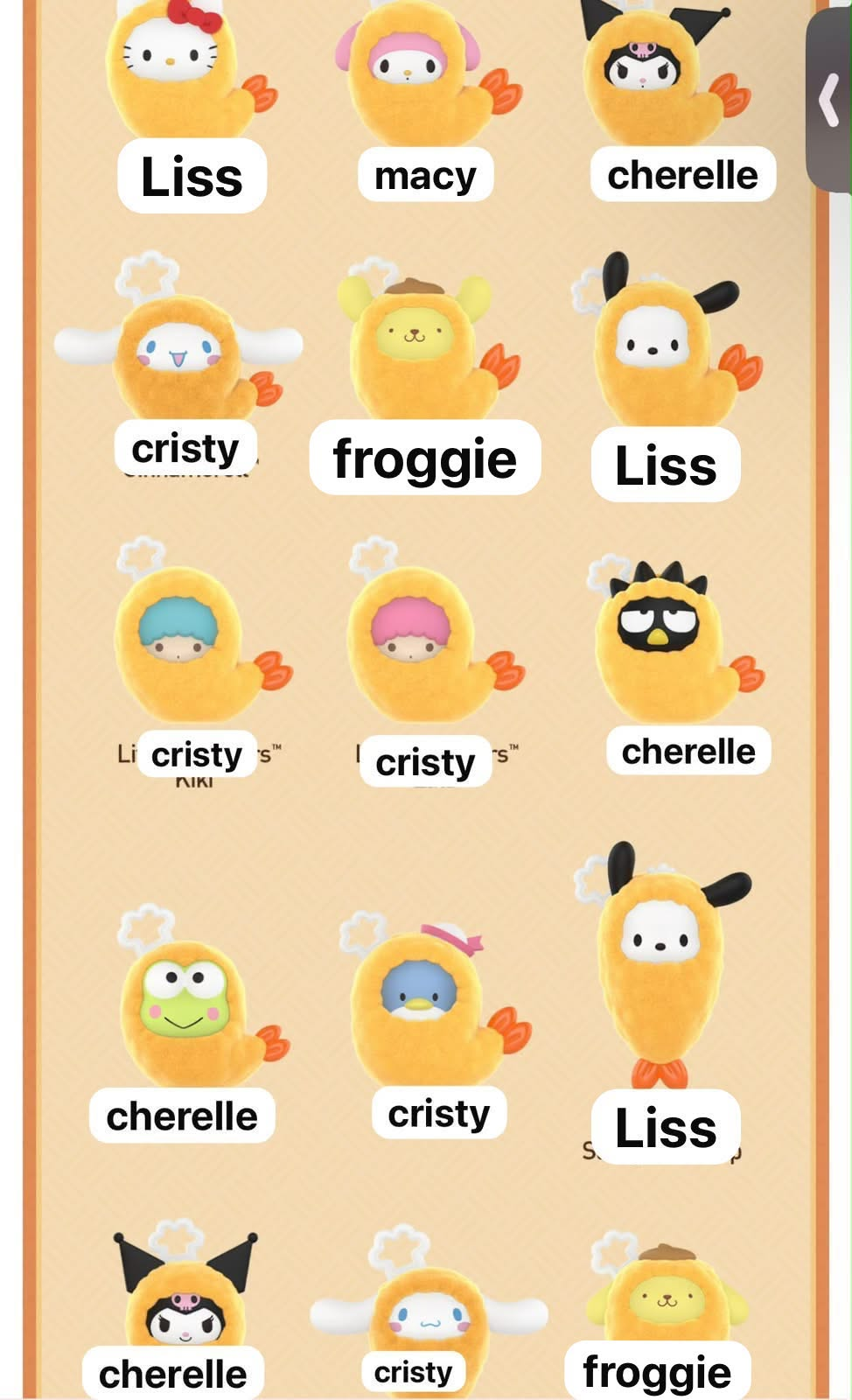 Sanrio Family Fried Shrimp Series  claim party