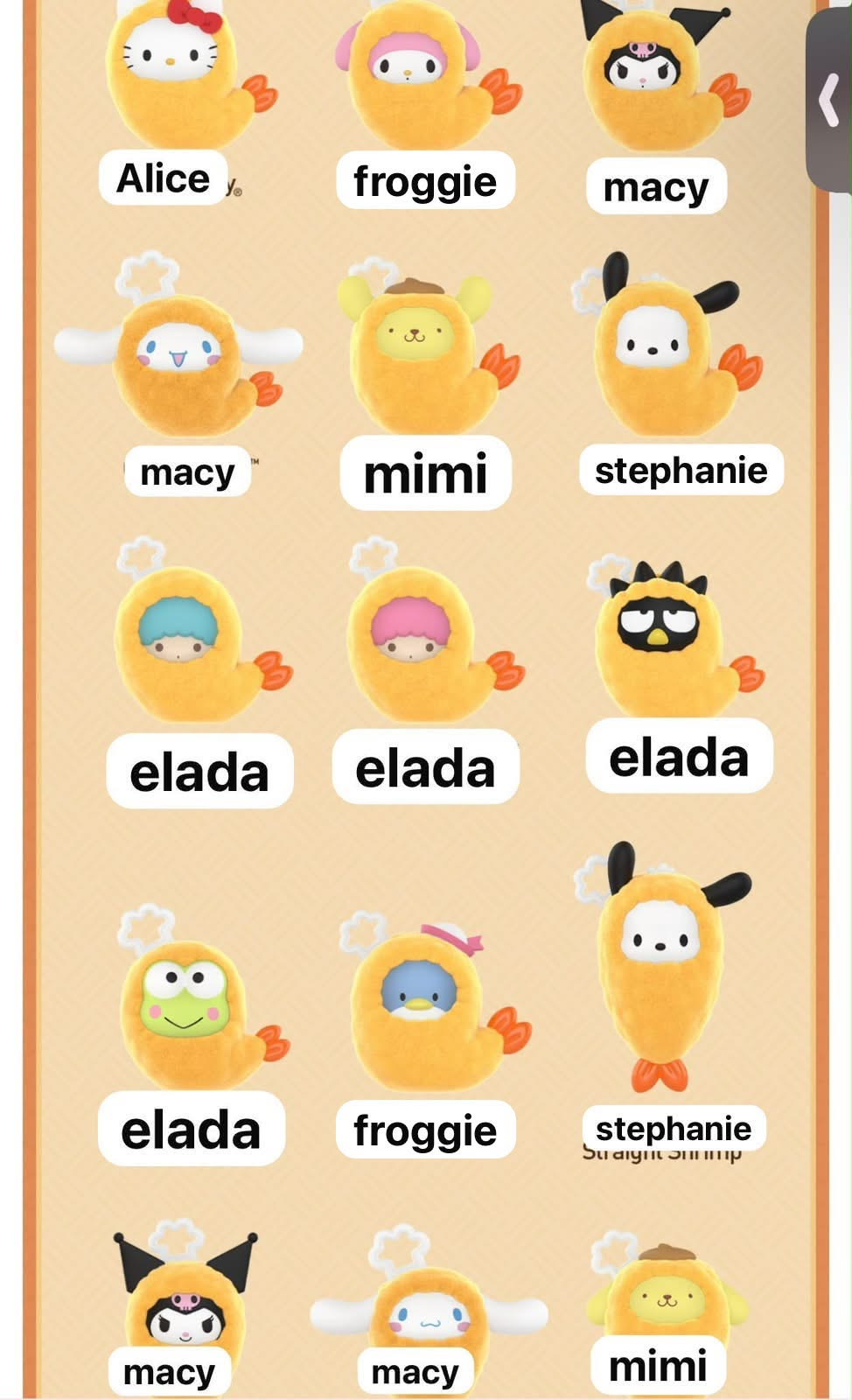 Sanrio Family Fried Shrimp Series  claim party