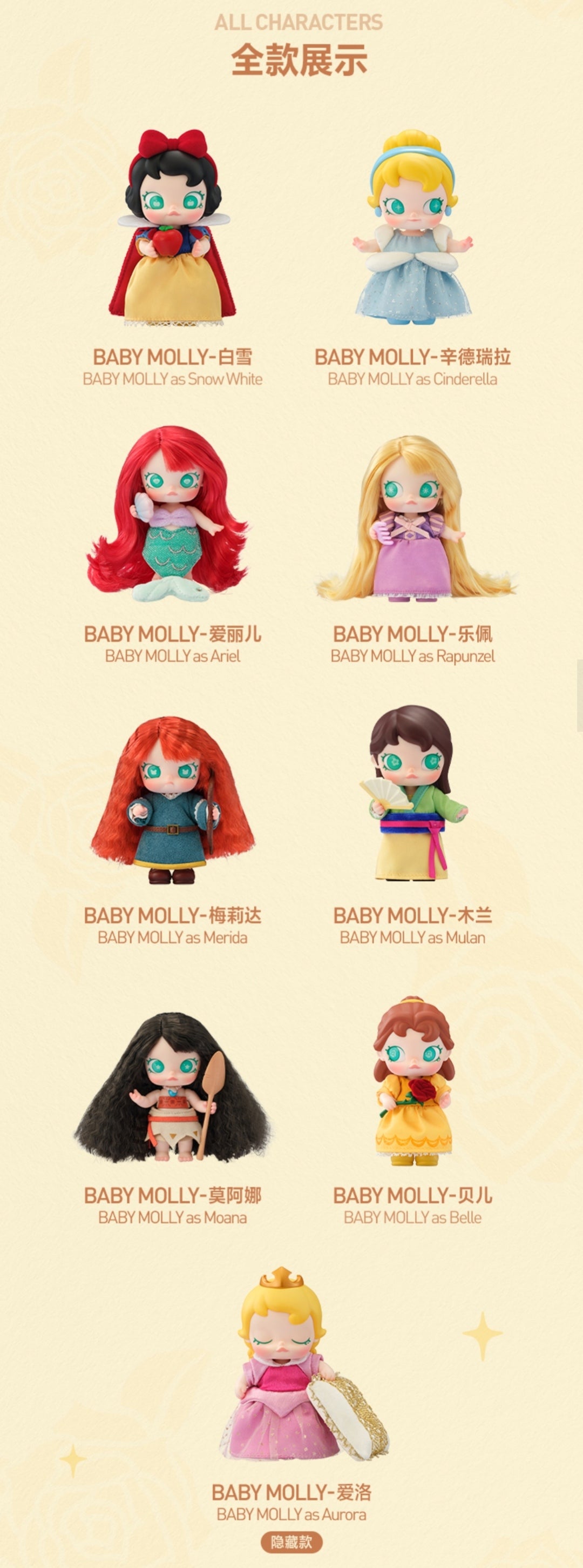 【Pre-order 10/30】PPMT BABY MOLLY Disney Princess MINI Action Figure Series toy surprise box Dolls