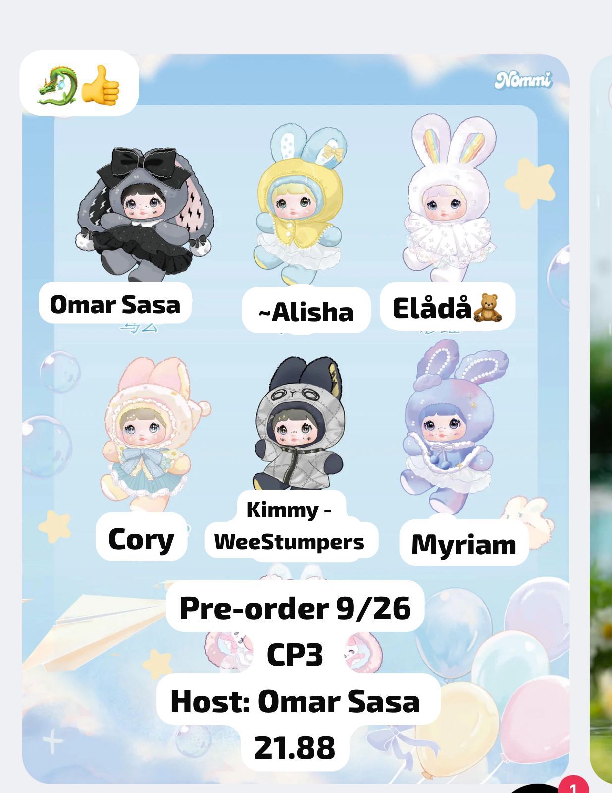 Nommi Weather Forecast Plush Series toy surprise box Dolls